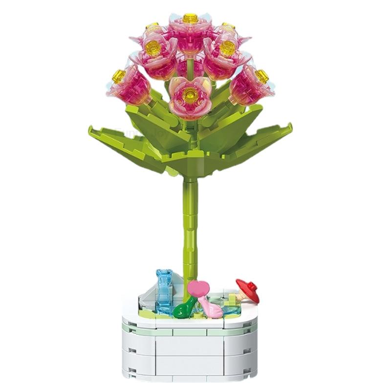 

64 Styles Rose Flower Building Block Flower Eternal Bouquet Prickly Pear Model Plant Decoration Educational Toy For Kids Gift