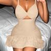 Sexy Damen Tief V-Ausschnitt Rückenfreies Swing Mini Kleid Sommer Strandparty Sommerkleid