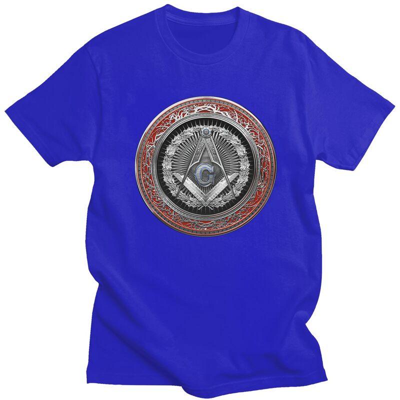 Custom Masonic Mason Freemason Tshirt for Men Short Sleeve T Shirt Cool Freemasonry Tshirts Slim Fit 100 Cotton Tees Gift