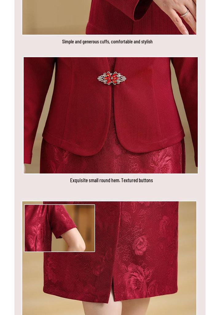 2026 New Spring/Autumn Mother-in-law Wedding Dress Set – Elegant Two-Piece for Middle-Aged Women