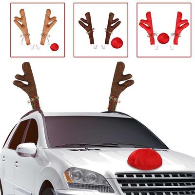 Christmas Car Decoration Antlers Red Nose Set Reindeer Decoration Christmas Ornaments Christmas Reindeer Car Decor