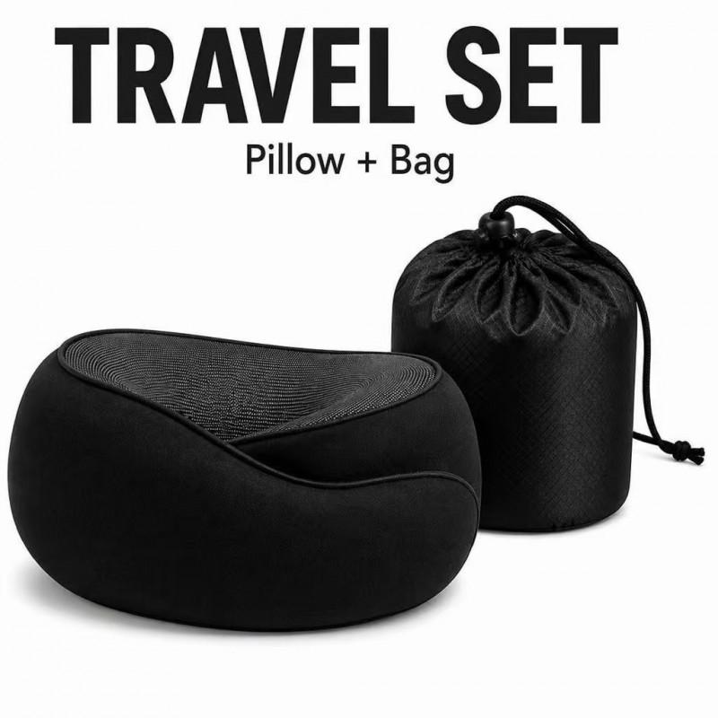 Memory Foam Travel Neck Pillow U-Shaped Airplane Sleep Office Car Use Portable Foldable With Carry Pouch