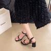 Silver high heels 2025 summer new French temperament with skirt not tired, middle heel with sandals