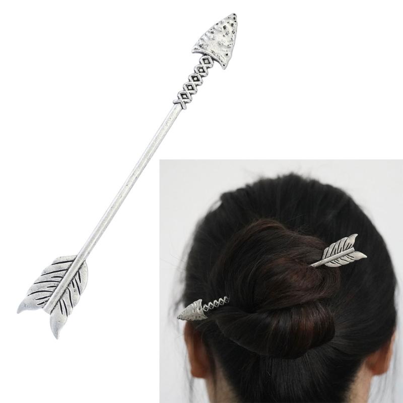 Simple Metal Arrow Hair Sticks Retro Hair Bun Holder Chinese Hair Clip Antique Hair Chopsticks Women Hair Accessories