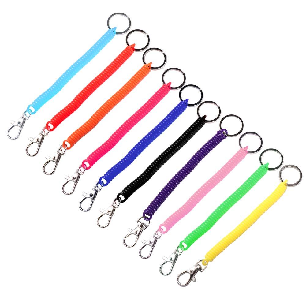 Wrist Coil Security Gear Spiral Stretch Keychain Elastic Ropes Key Cord Clasp Spring Rope Key Ring