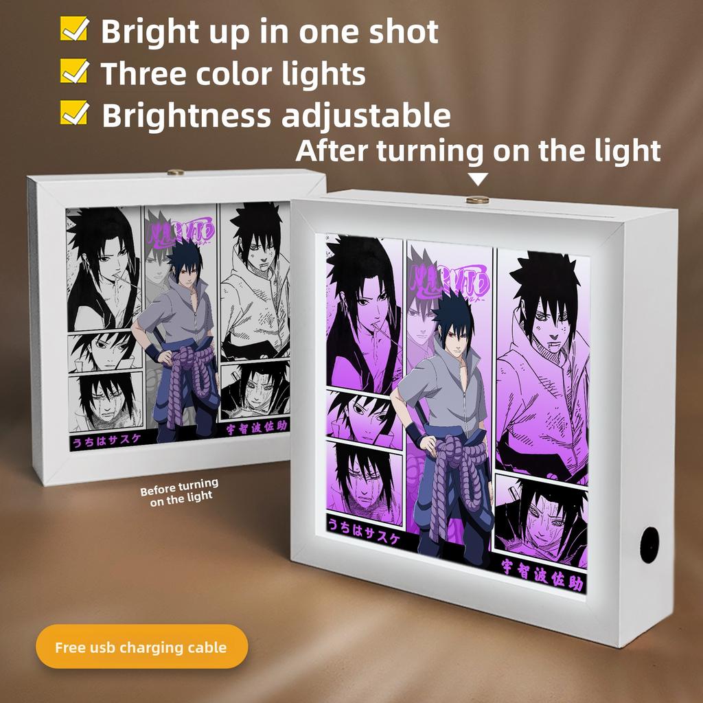 Anime Cartoon Photo Frame Anime Lamp LED Light Box Namikaze Minato Gaara Figure Room Decoration Three Color Lamp Anime Toy Gifts