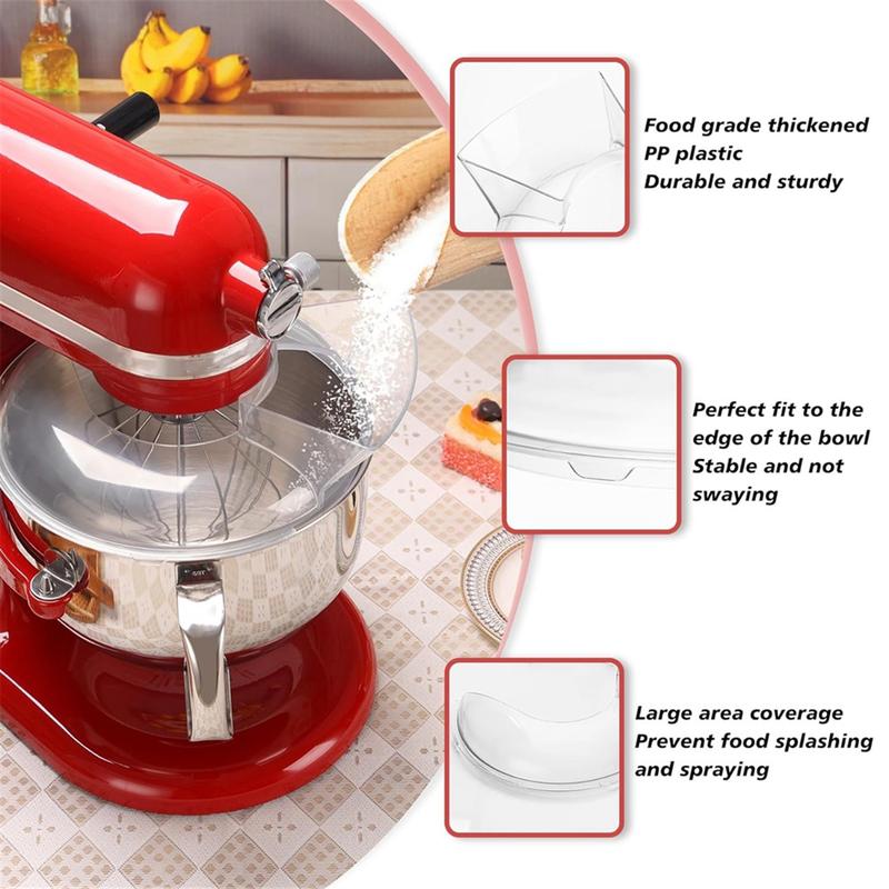 Pouring Shield for Kitchenaid 5.5 Quart, 6, 7, 8 Qt Stainless Steel Bowl-Lift Stand Mixer Accessories Splash GuardJAS