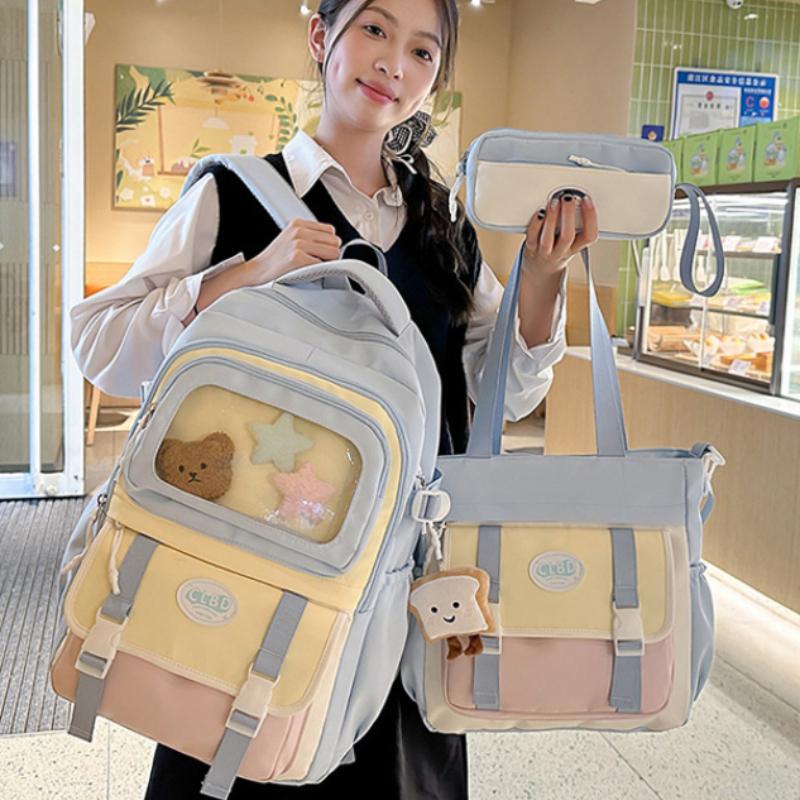 Beautiful Three Piece Cute Girl Backpack Set Large Capacity Backpack for Junior High School and College Students Traveling Bag