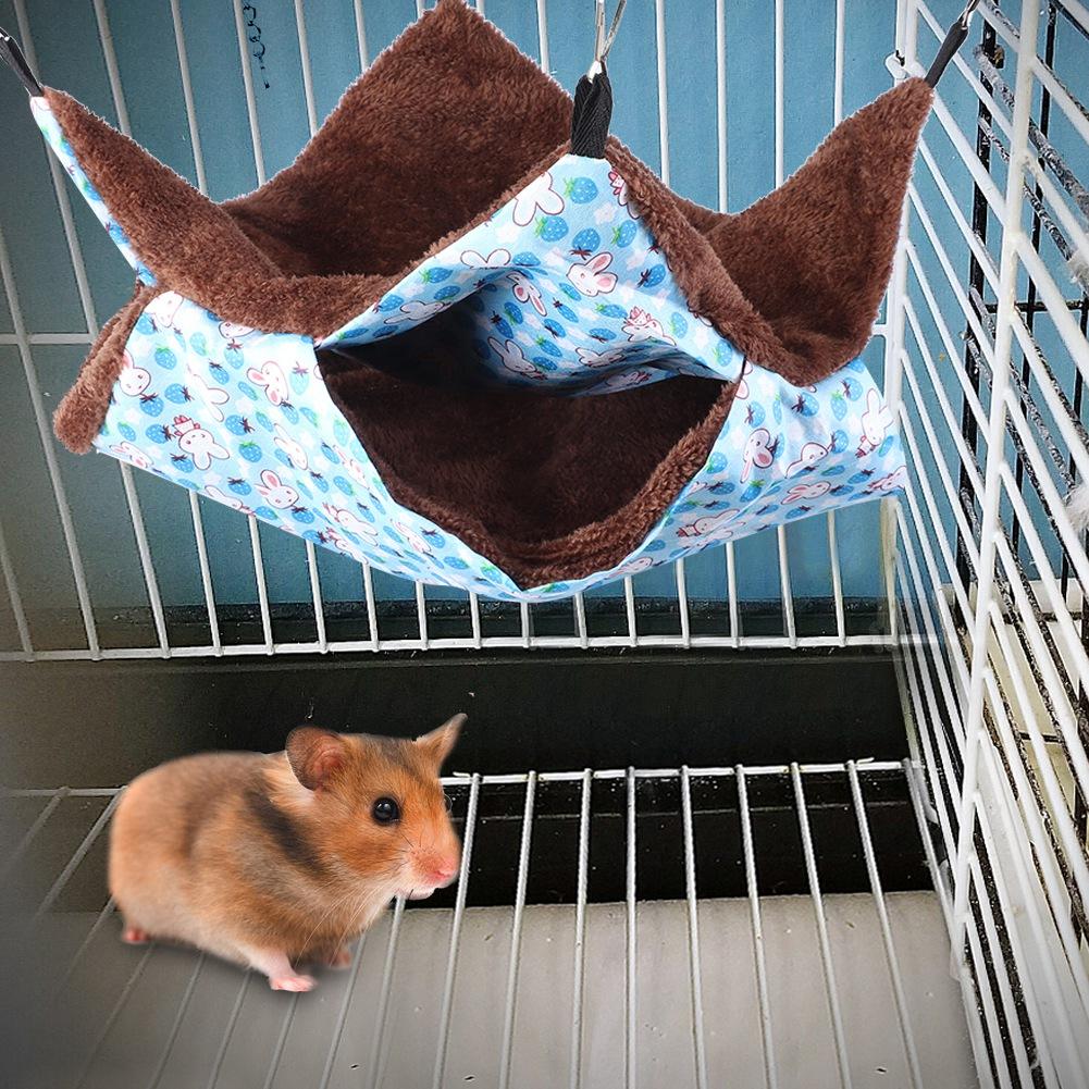 Zweischichtige Zwischenlage Kleine Haustier Hängematte Nest Hängendes Schlafbett für Hamster Eichhörnchen