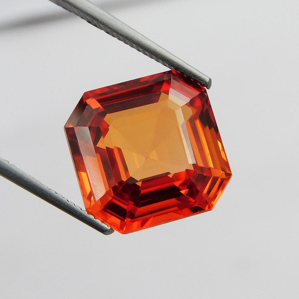 Natural Orange Sapphire Loose Gemstone 8.95 Ct Square Cut September Birthstone for Gem Collections