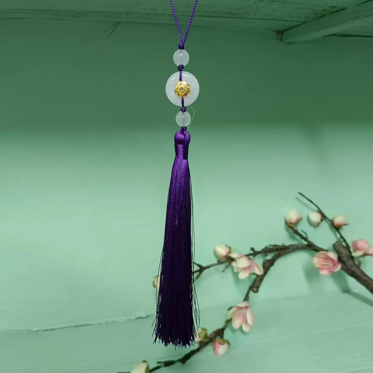 

Красивые ретро-кисточки в китайском стиле, нефритовое кольцо из полиэфирной нити, кисточки, закладка, брелок, украшения для дома 12cm фиолетовый