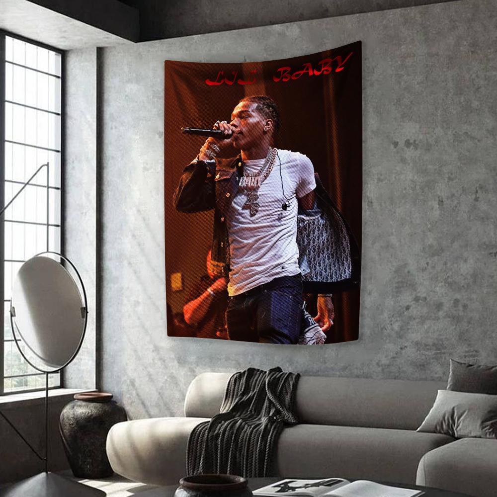 Hip-Hop Singer Tapestry Lil Babys Printing Home Decor Aesthetics Fashion Bedroom Background Wall Hanging Covering Sofa Blanket