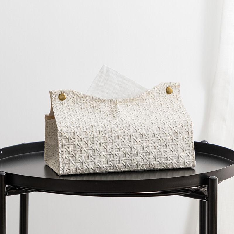 Leather Desk Tissue Box with Storage, Multifunctional Tissue Holder for Organizing,