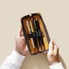 Portable Handmade Pencil Case Cowhide Compact Pen Bag Retro Zipper Closure Pen Protective Sleeve School Supplies