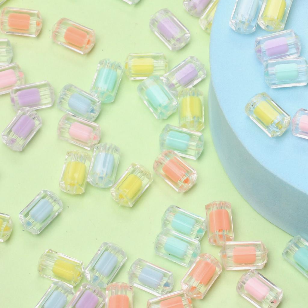 Acryl Mattiert/Transparent Mode Kreative Anhänger DIY Schmuckzubehör Kernspinn 8-Eckig Zylindrische Lose Perlen 20 Stück