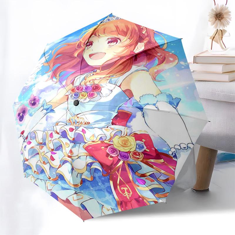 1pc Love Live! Umi Sonoda Outdoor Umbrella - Automatic Opening/Closing, Portable 3-Fold Design, 8-Rib Iron Frame, Perfect Gift for Fans, Travelers, Da
