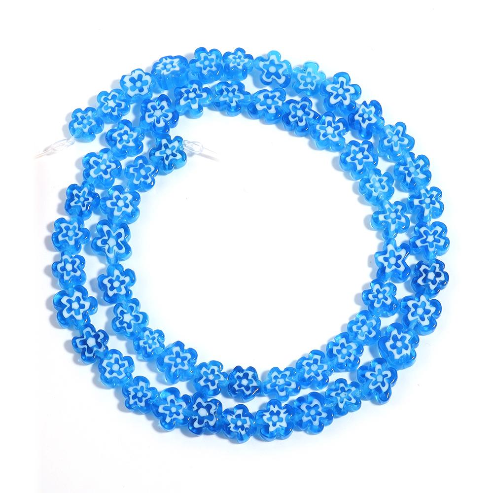 1 Strand Colorful Thousand Flower Lampwork Beads Flat Plum Blossom Loose Beads DIY Handmade Crafts Bracelet Jewelry Accessories
