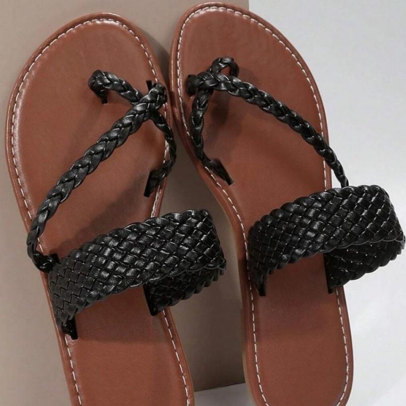 

Knitted thin strap flat sandals for summer 36 коричневый