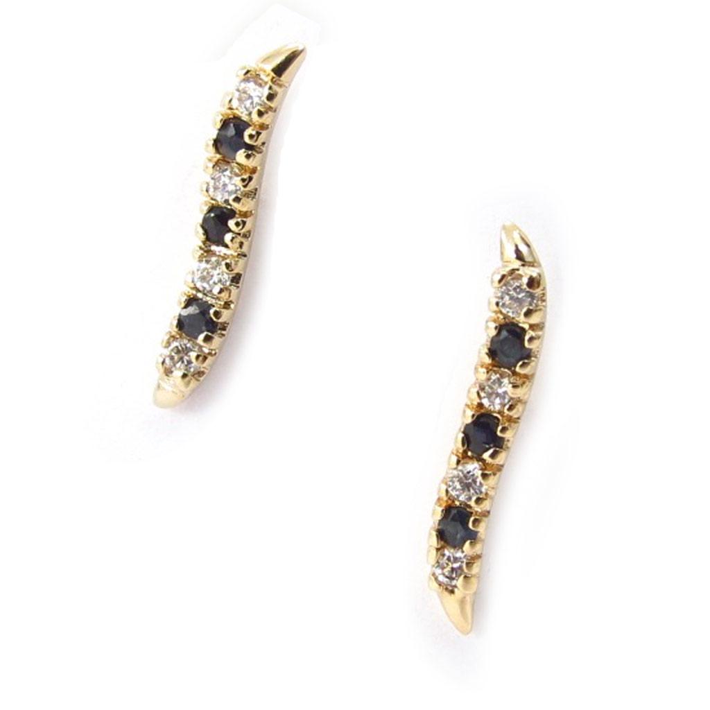 Les Trésors De Lily [E1046] - 'Cesaria' gullbelagte øredobber safir / hvitt gull - 18x3 mm