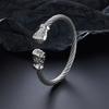 Boxing Glove Black Cable Bangle Gold Plated Stainless Steel Open Cuff Bracelet Men's Punk Fashion Jewelry