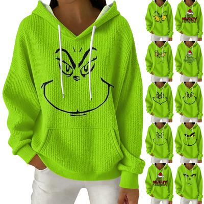 Kadın Modası Günlük Noel Baskılı Kazak Uzun Kollu Kapüşonlu Sweatshirt
