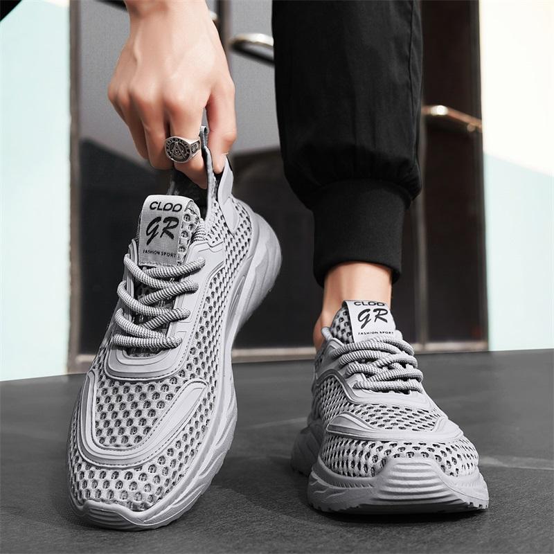 Men'S Breathable Hollow Casual Sneakers Summer Lightweight Soft-Sole Non-Slip Outdoor Walking Shoes Fashion Running Sports Shoes