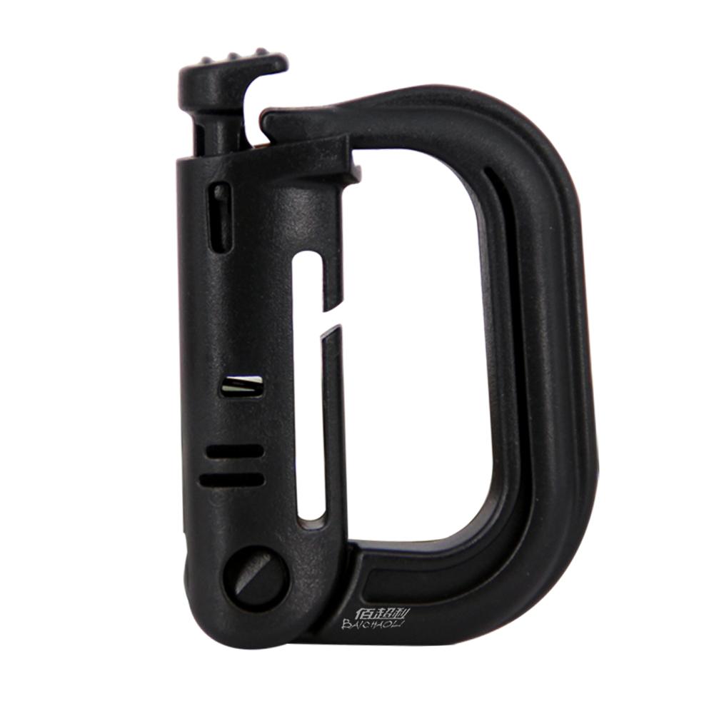 OEM/ODM 6#D Shaped Plastic 55mm Molle Snap Tactical Quick Link Spring Camping Hiking Bag Clip Full Black Key Chain Carabiner