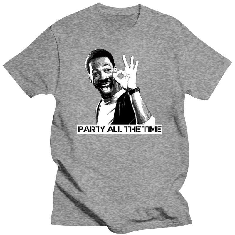 

Beach man tee shirt fashion print tees Eddie Murphy Party All The Time 80s Beverly Hills Cop Parody T Shirt male t-shirts tops 4XL