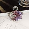 Light Luxury High-Grade Gradual Change Swan Brooch Heavy Industry Imitation Elegant Crystal Brooch Anti-Light Pin