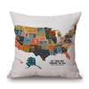 Retro Us Map Route 66 Cafe Bar Chair Seat Cushion Cover Patroitism National Day Home Decoration Linen Sofa Throw Pillow Case