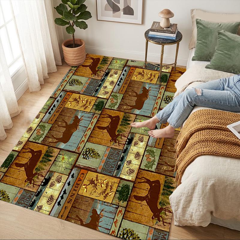 Cabin Moose Living Room Nonslip Area Rug Soft Carpet For Bedroom Game Playroom Sofa Office Home Decor Doormat Christmas Gift C9302102