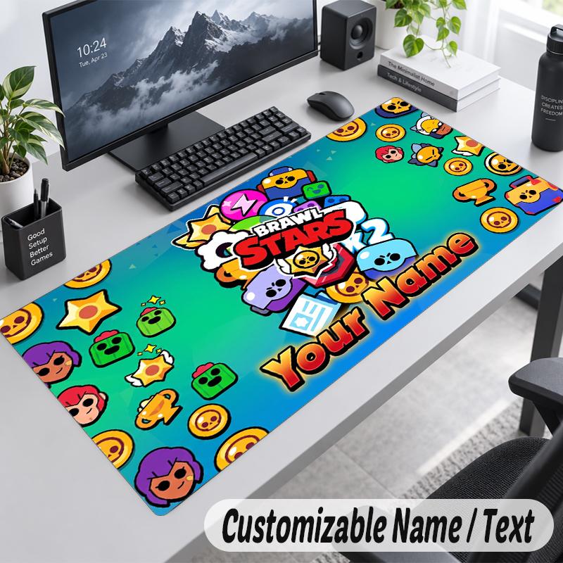 Custom Name Text Mouse Pad Brawl Stars Personalized Desk Pad For Work And Gaming
