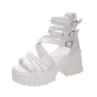 Moda 9CM Sandali Donna Tempo Libero Piattaforma Chunky Open Toe Tacchi Alti Gladiatore Goth Pantofole Donna Trendy Estivi Pizzo Sandali da Spiaggia