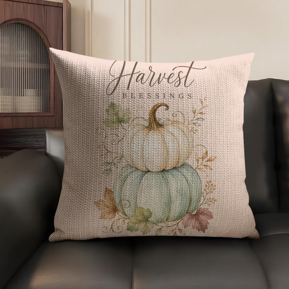 Cushion Cover Fall Thanksgiving Linen Organic Fabric DoubleSided Printing Sofa Breathable Home Decor Gift Pillow Case
