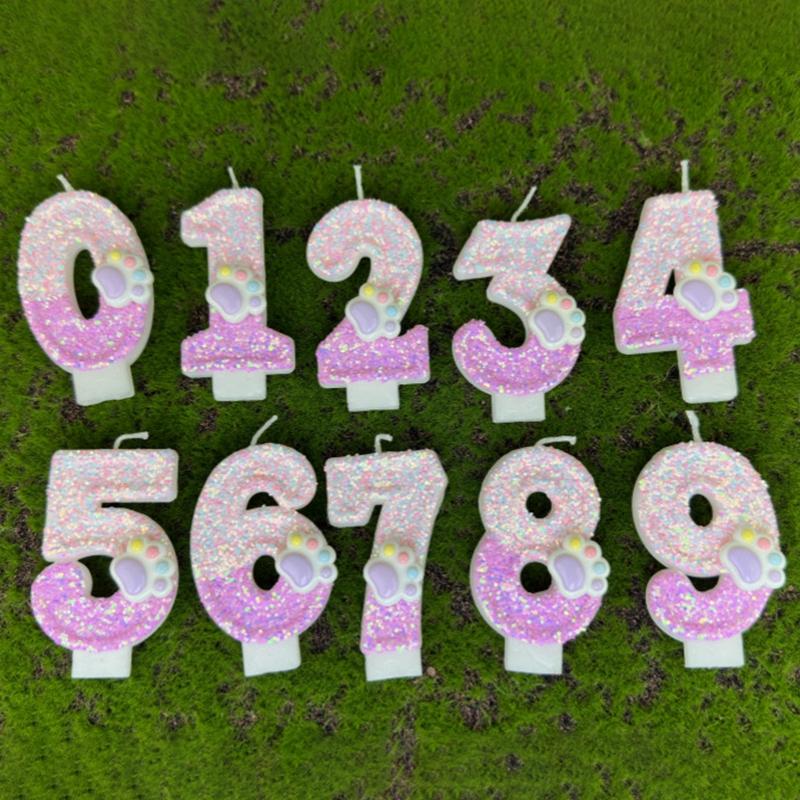 Erste Zahl Geburtstagskerze 3D Design Niedliche Pfote Kuchenkerzen Kuchenaufsatz Dekoration für Geburtstag Hochzeit Partybedarf Babyparty