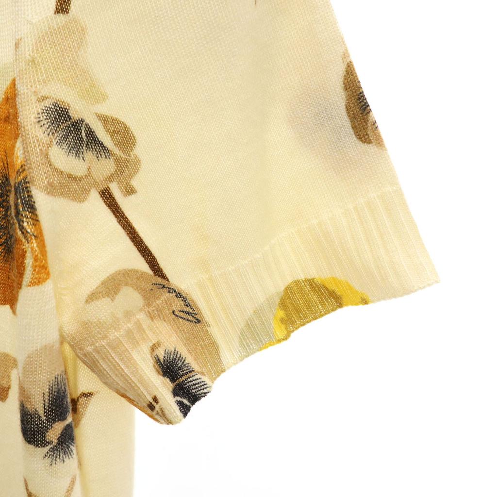 GUCCI Made in Italy Cashmere Blend Floral Short sleeve knit S Ivory Women Used