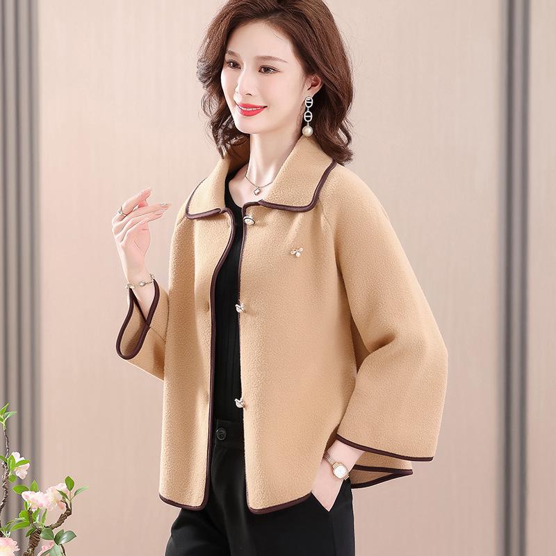 Hengyuanxiang Woolen Trench Coat for Middle-Aged and Elderly Women