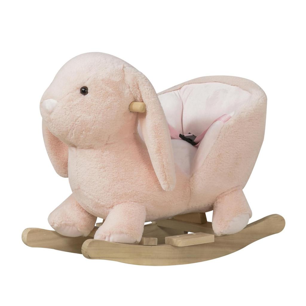 Pink -Themed Wooden Rocking Chair for Babies & Toddlers, with Seat Belt,