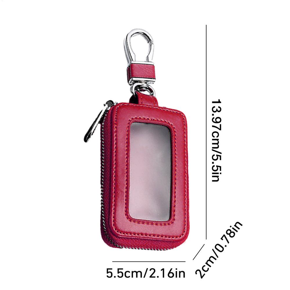 

Key Case For Car Key Cover Smart Key Fob Holder Auto Key Case Protector With Metal Hook And Keyring Zipper Bag For Remote Key червоний