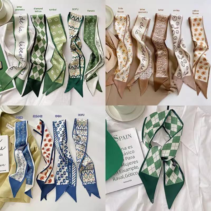 Silk Scarf Headband French Braided Hair Ribbon Versatile Ponytail Streamer Headgear Bag Decoration