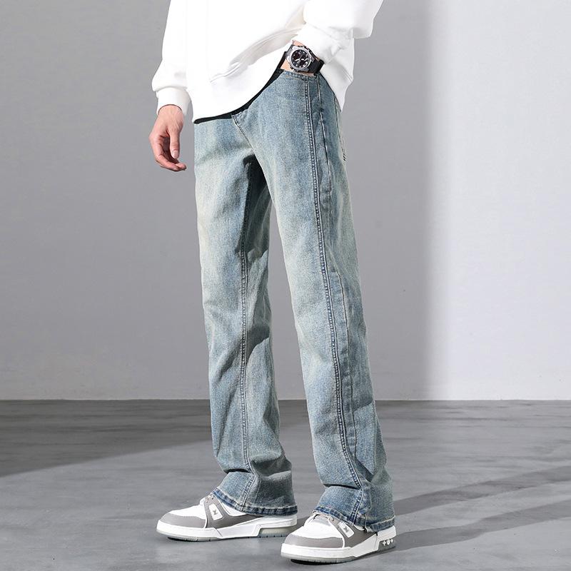 Loose Straight American High Street Jeans Men's Trendy Vintage Elastic Long Trousers New Style Casual Jeans Clean Fit