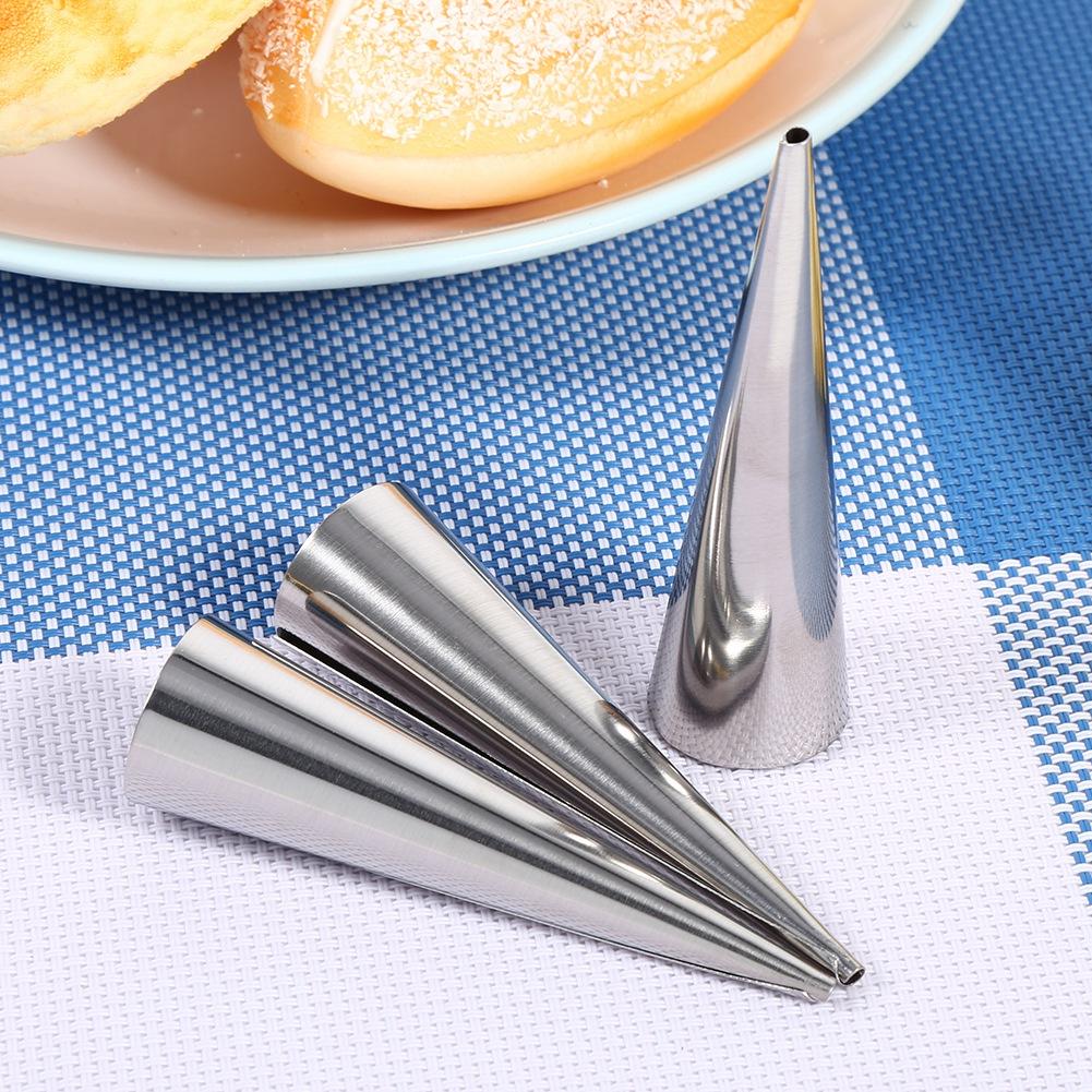 3pcs Pack Stainless Steel NOn Stick Dessert Cannoli Croissant Tubes Baking Tool Mold (L)