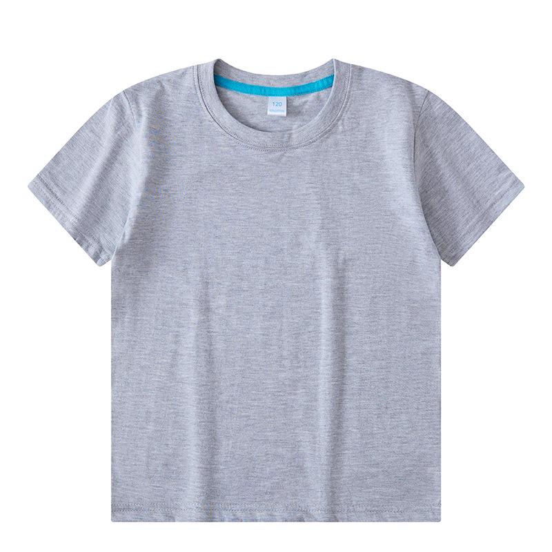 Children's Solid Color Combed Cotton T-Shirts for Activities, Class Uniforms, Group Wear, and Parent-Child Outfits - Short Sleeve