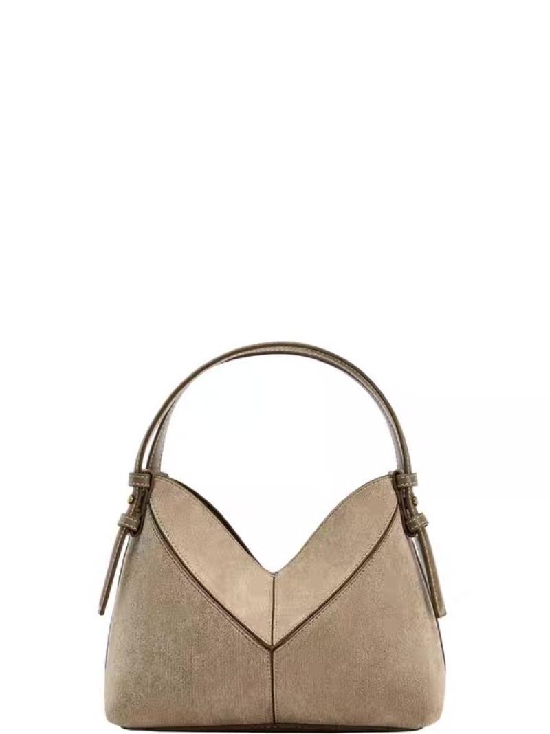 Leather Bag Women's Beige Fashion Patchwork Bucket Bags For Canvas Handbags And Purses Designer Shoulder Crossbody Bag Small Commuting Bag