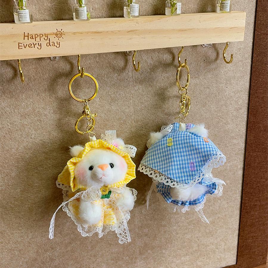 Creative cartoon dress-up teddy bear plush pendants, kitten keychains, soft stuffed dolls, cute teddy bear couple figurines