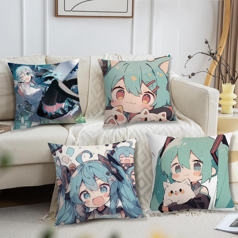 Classic Game Girl M-Miku Cushion Cover For Pillow Printing Sofa Decoration Home Car Room Coffee Shop Office Nordic Simplicity