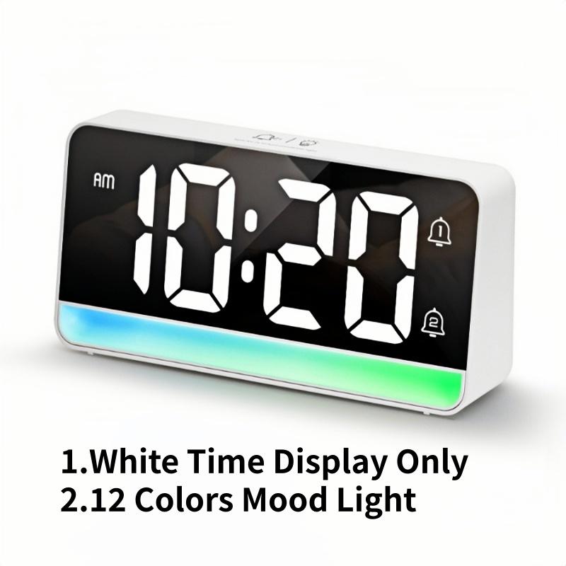 Digital Alarm Clock with 12 Colors Mood Light Auto-Dimming Dual Alarm 12/24H DST Snooze LED Desk Clock for Living Room Bedroom2