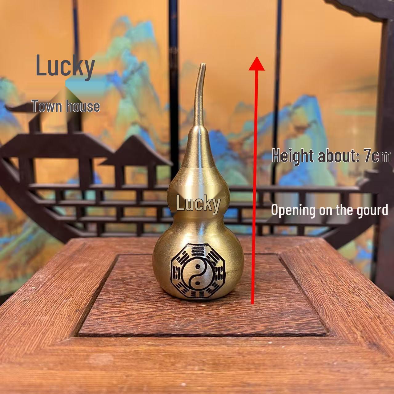 Chinese Knot Brass Gourd Ornament with Openable Lid