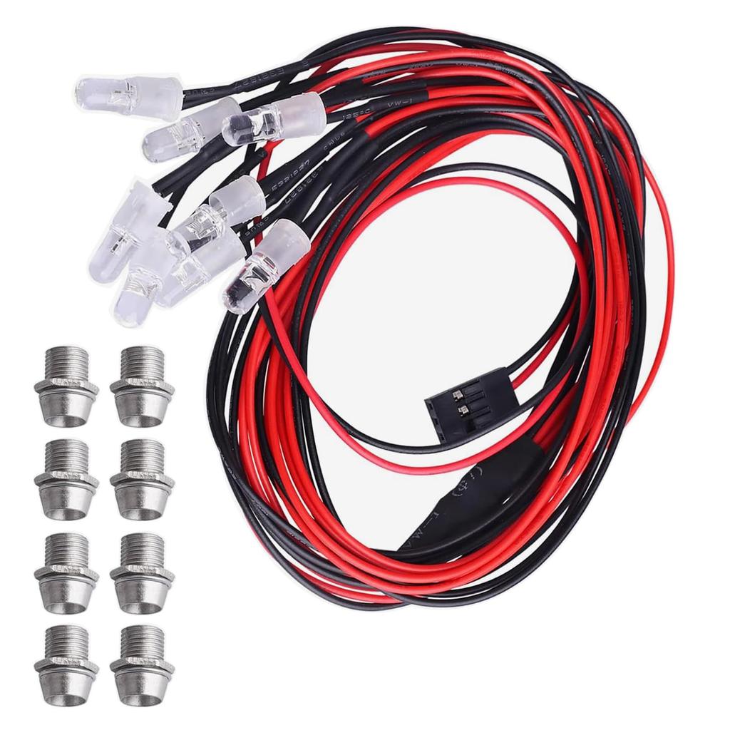 GTIWUNG 1pc 8-LED RC Car Light, RC LED Light Headlight and Taillight Set for 110 RC Model Cars and Trucks, 5mm Diameter, Comfortable and Easy to Use,