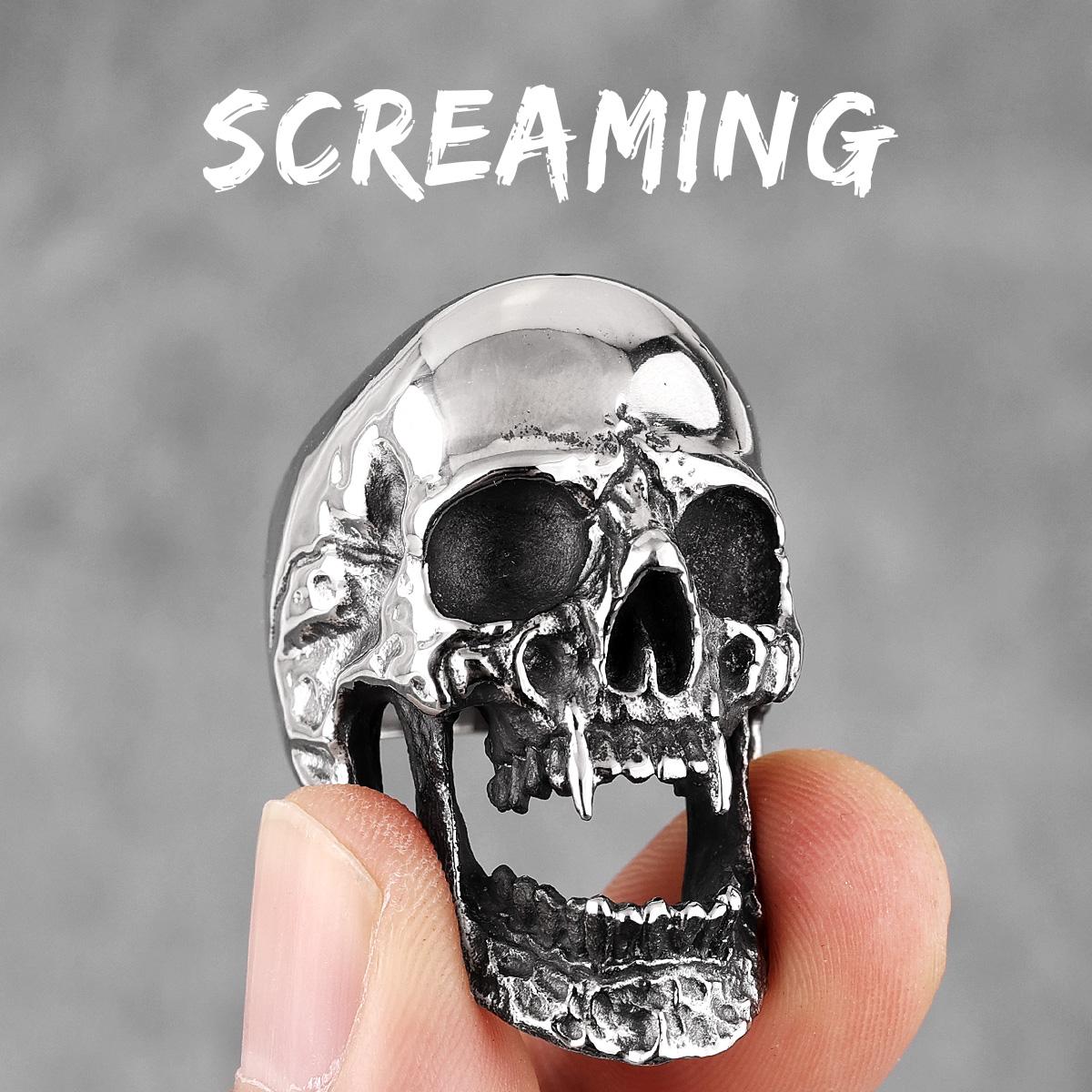 

Кричащий Череп Ад Мужские Кольца Из Нержавеющей Стали Уникальный Панк Готический для Мужчин Бойфренд Байкер Ювелирные Изделия Креативный Подарок Оптовая Продажа 7